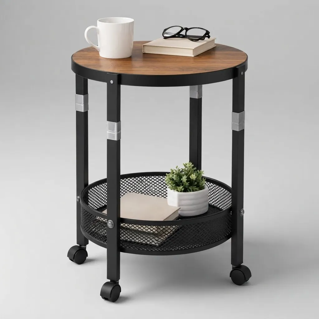 Mesa Auxiliar Circular Ruedas Estante Ratona Industrial