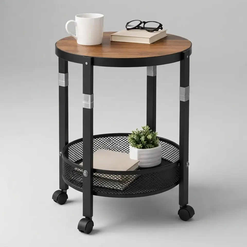 Mesa Auxiliar Circular Ruedas Estante Ratona Industrial