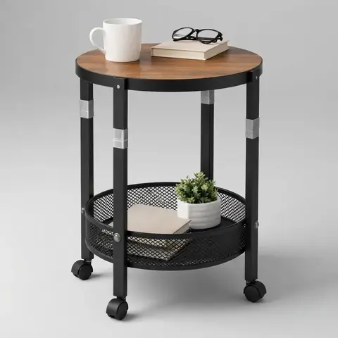 Mesa Auxiliar Circular Ruedas Estante Ratona Industrial