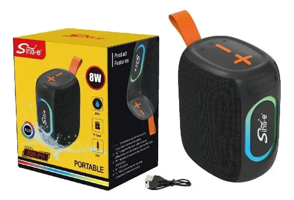Parlante Portátil Bluetooth MicroSD USB Mini Luces Radio FM