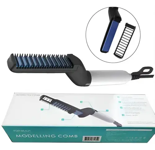 Peine Cepillo Alisador Eléctrico Barba Cabello Placas Cerámica