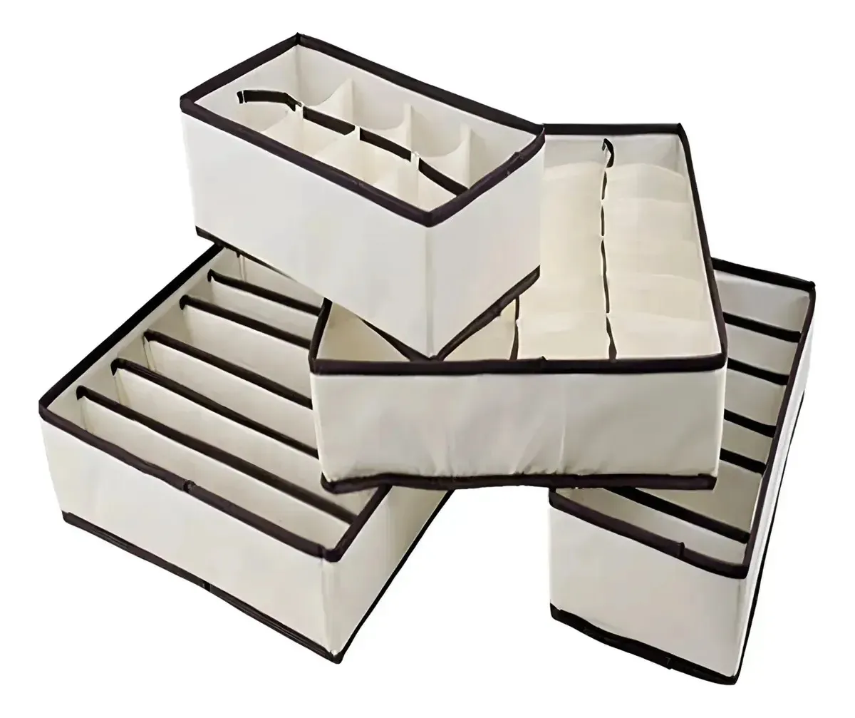 Set De 4 Organizadores Tela Plegables Cajones Separaciones