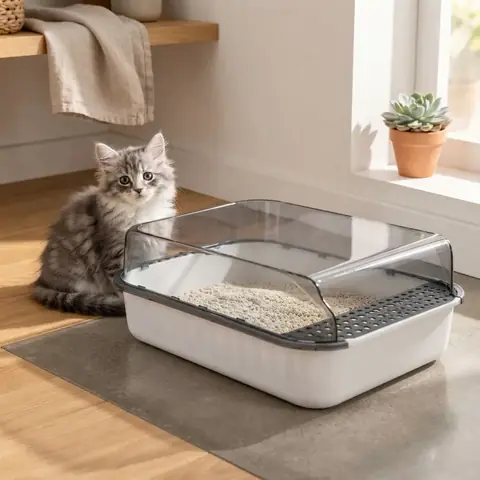 Baño Sanitario Bandeja Arenero Gato Semicerrado Incluye Pala