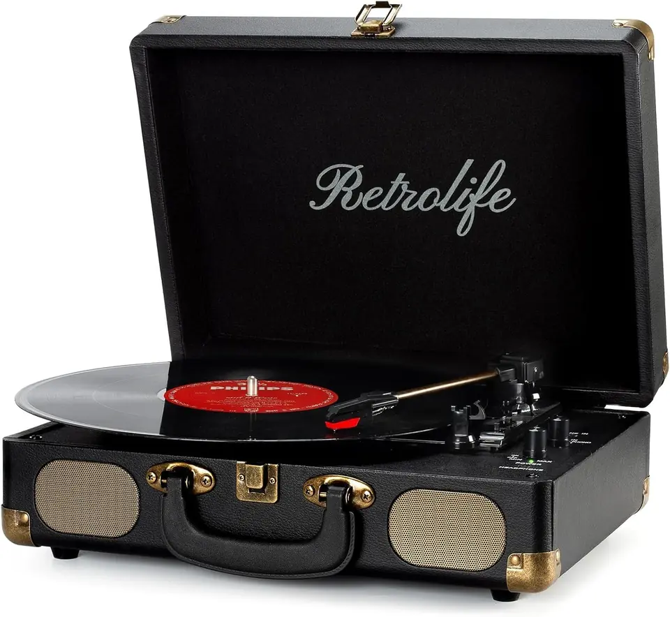 Tocadiscos Bandeja Vinilos Bluetooth Parlantes 3 Velocidades