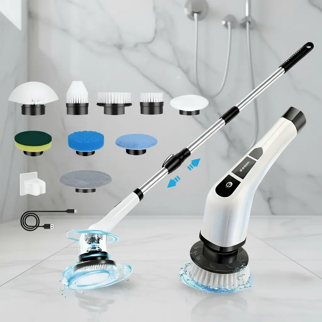 Cepillo Eléctrico Giratorio 9 En 1 Recargable Limpieza Baño