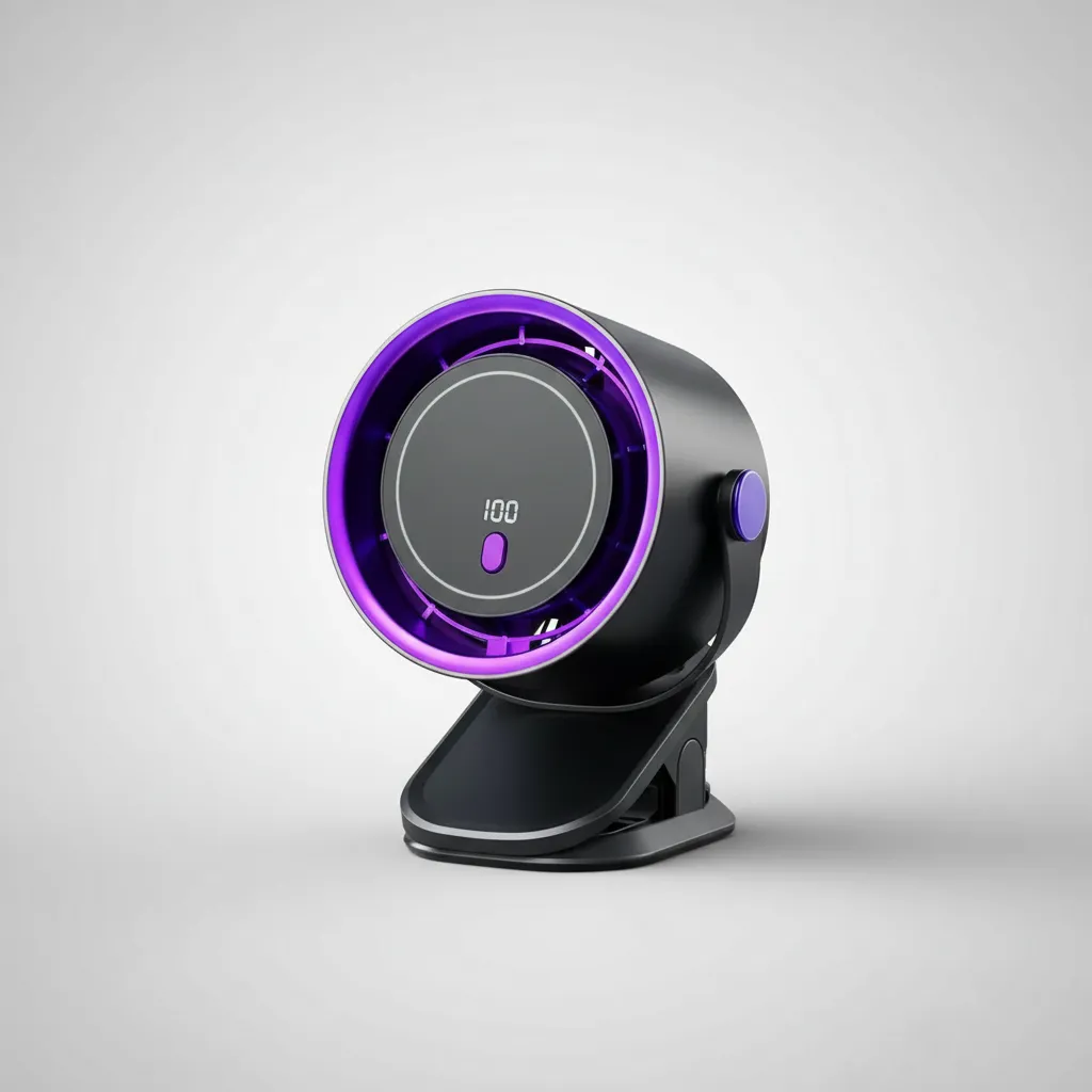 Ventilador Portátil Recargable Clip Gancho Pantalla Digital