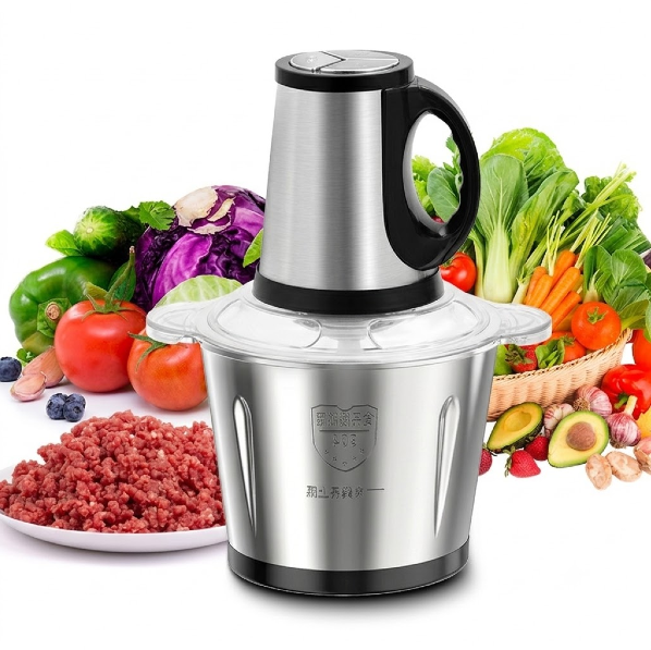 Picadora Procesadora Eléctrica 2L Acero Inoxidable Carne Verduras