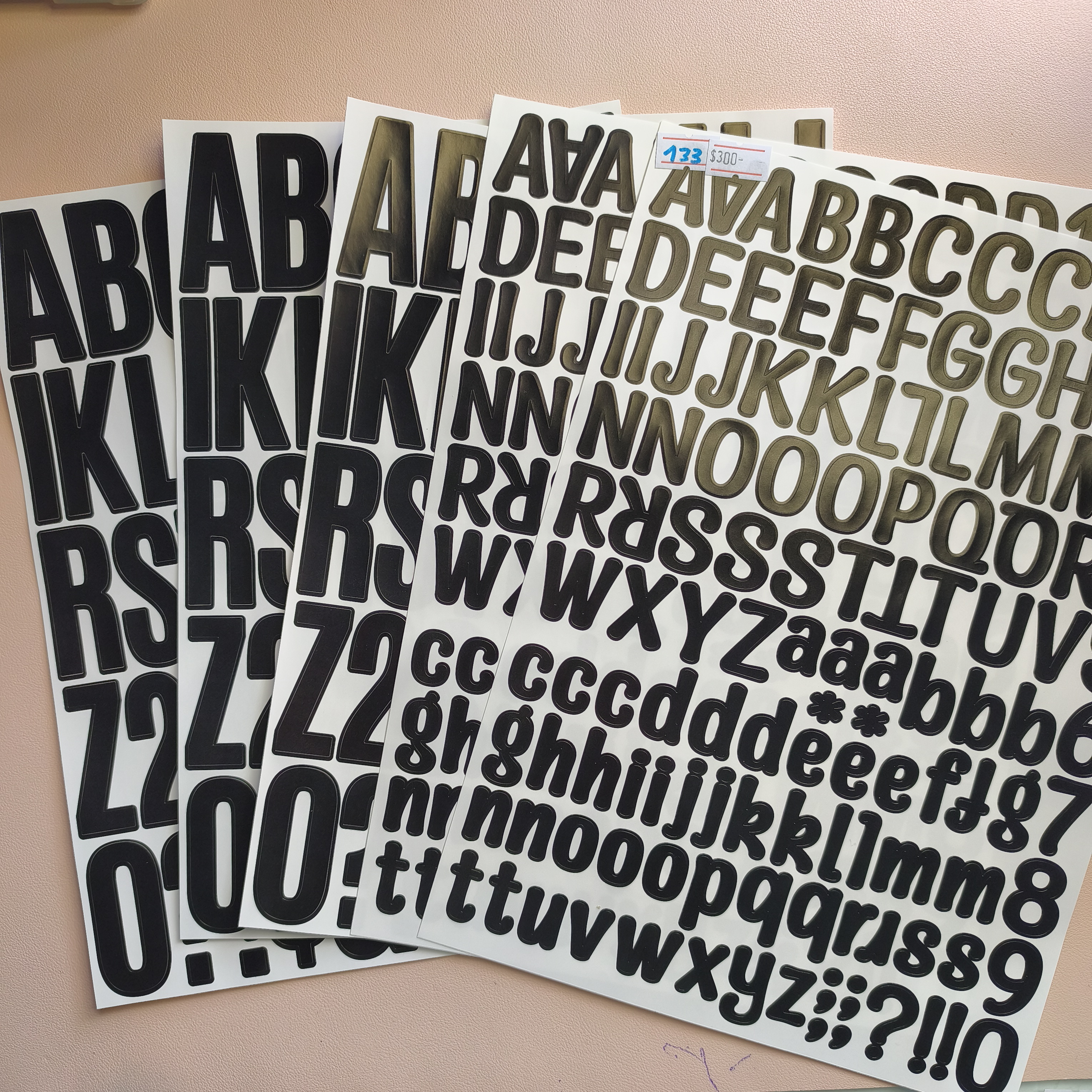 Planchas A4 de letras en vinilo