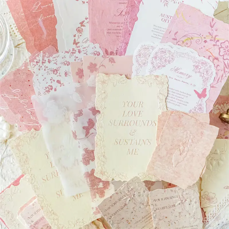 MIx papeles c/ textura rosa