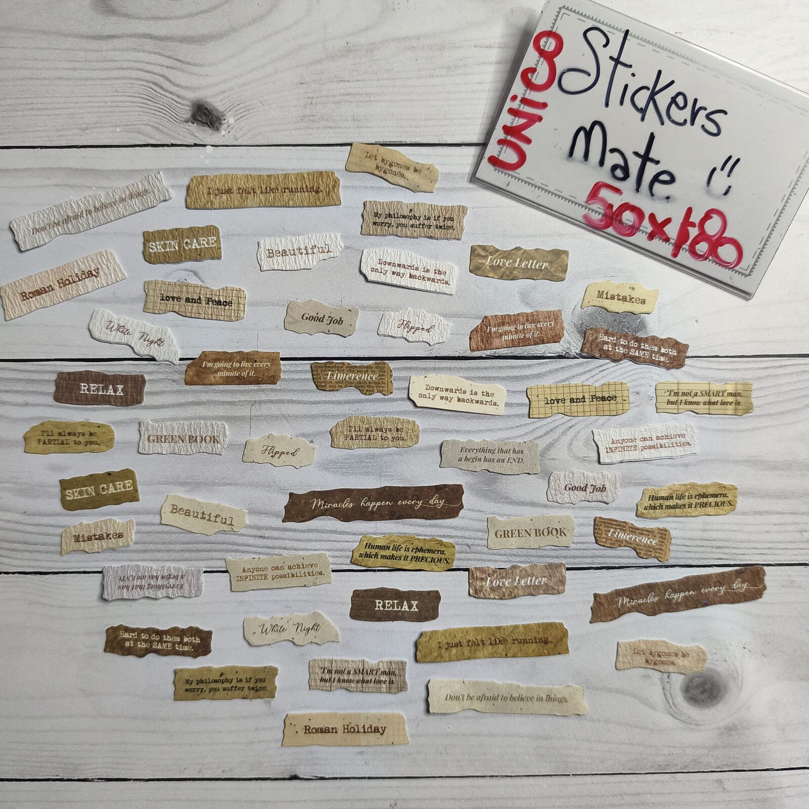 Stickers Mini frases inglés marrón