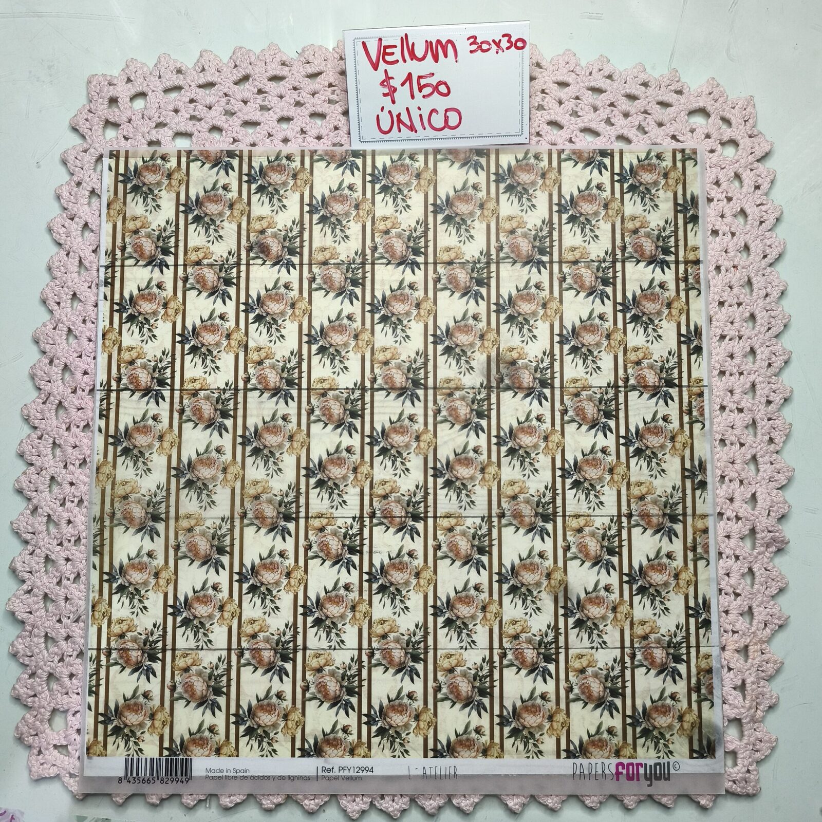 Vellum 30x30 flores y rayas