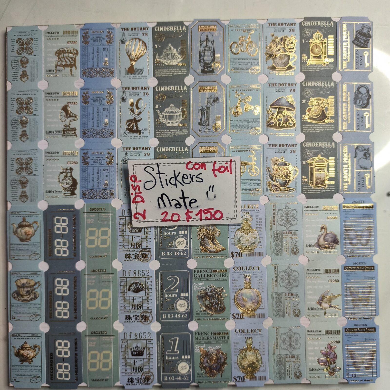 Sticker Ticket Azules c/foil