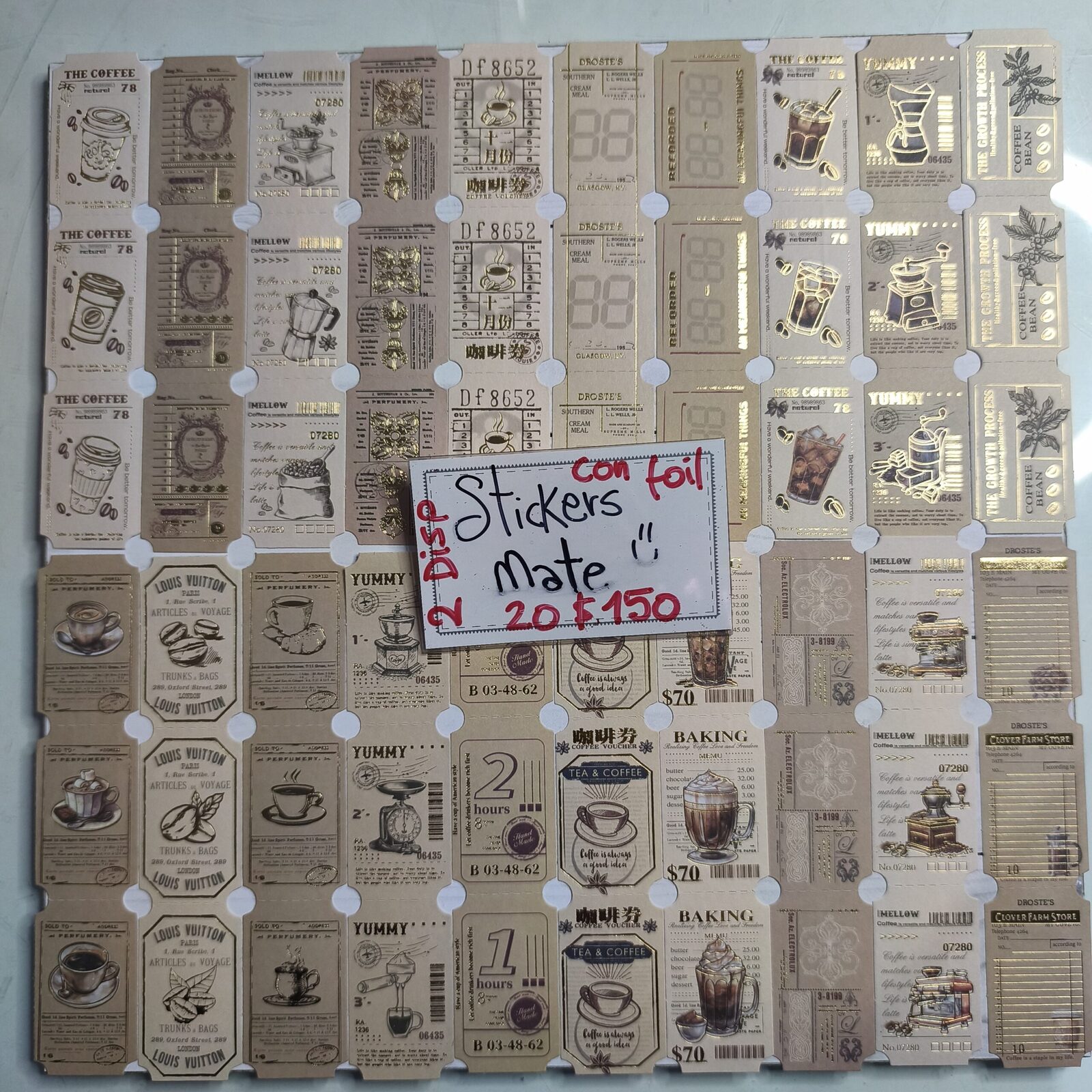 Sticker Ticket cafe c/foil