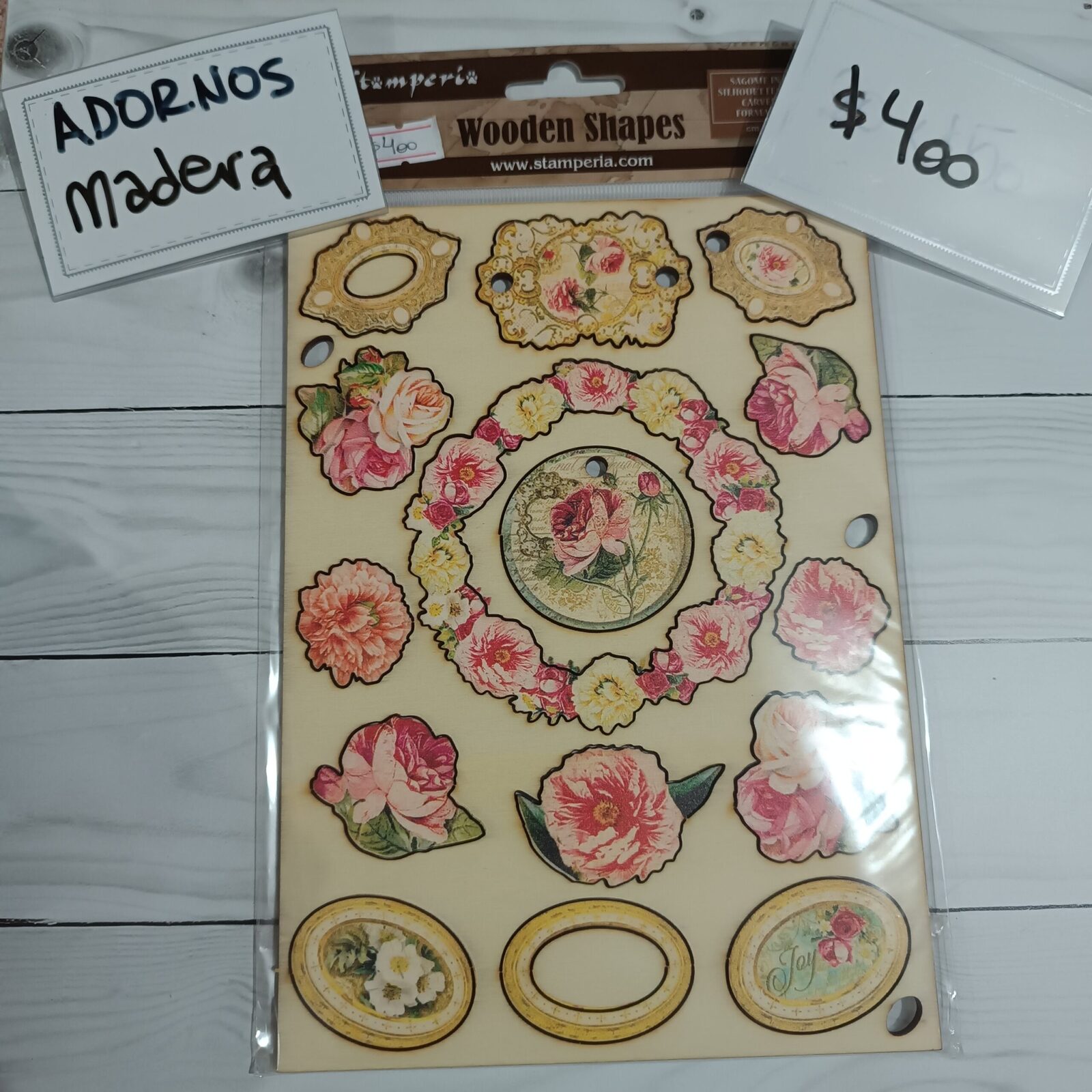 Aplique madera flores