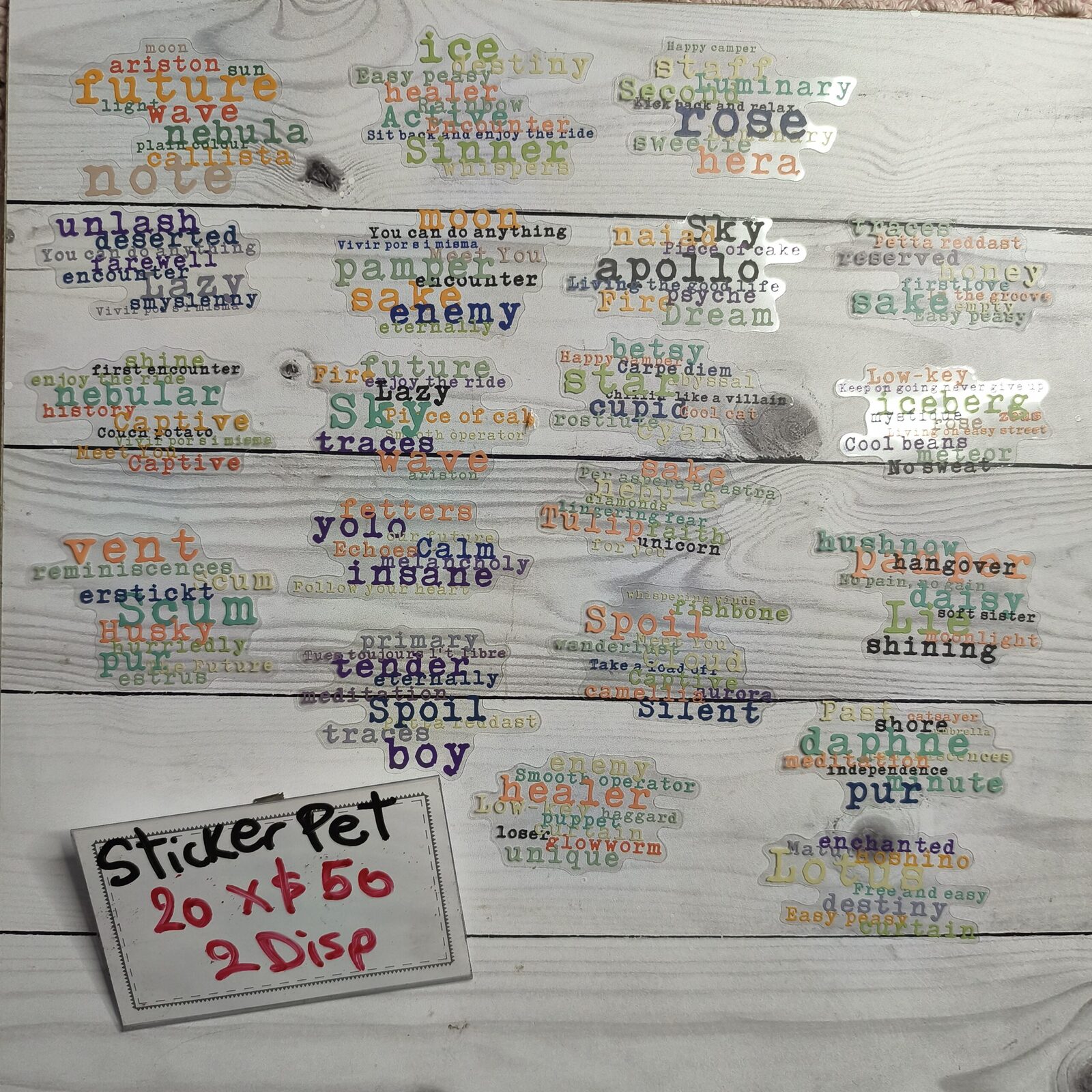 Stickers pet Frases inglés colores 3