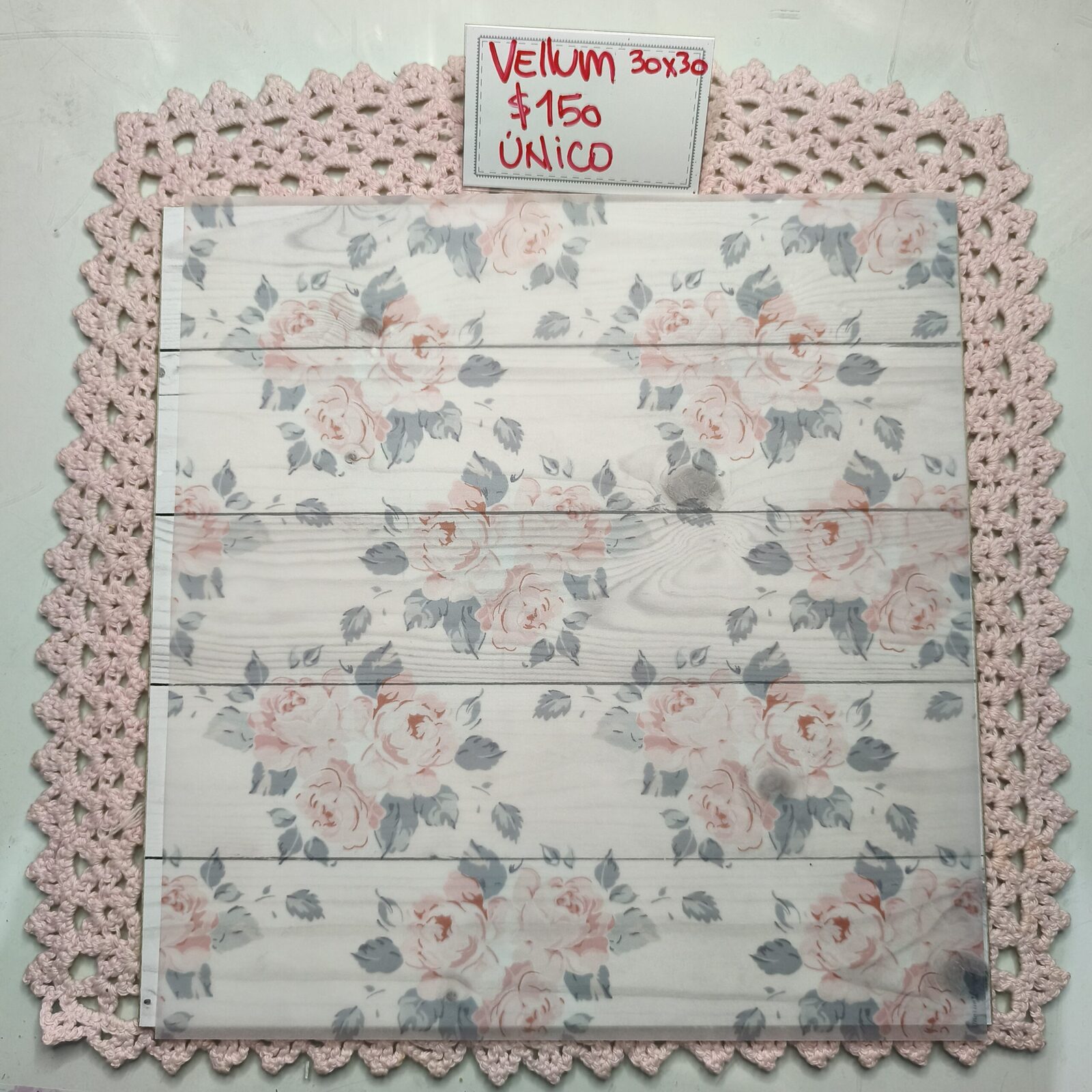 Vellum 30x30 rosas rosadas grandes
