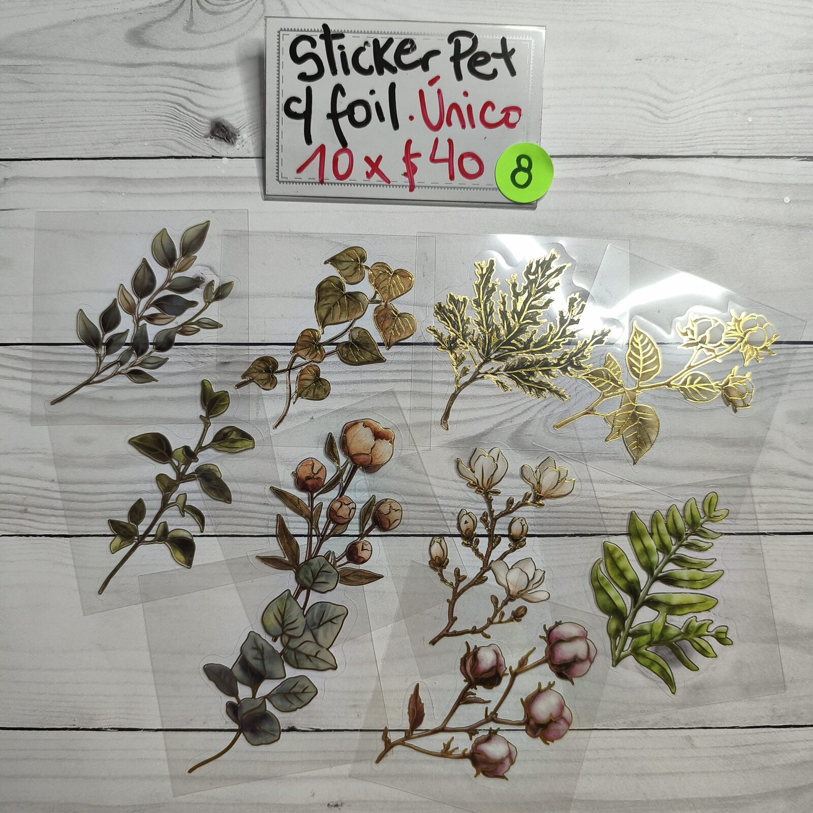 Stickers pet algodones c/foil 8