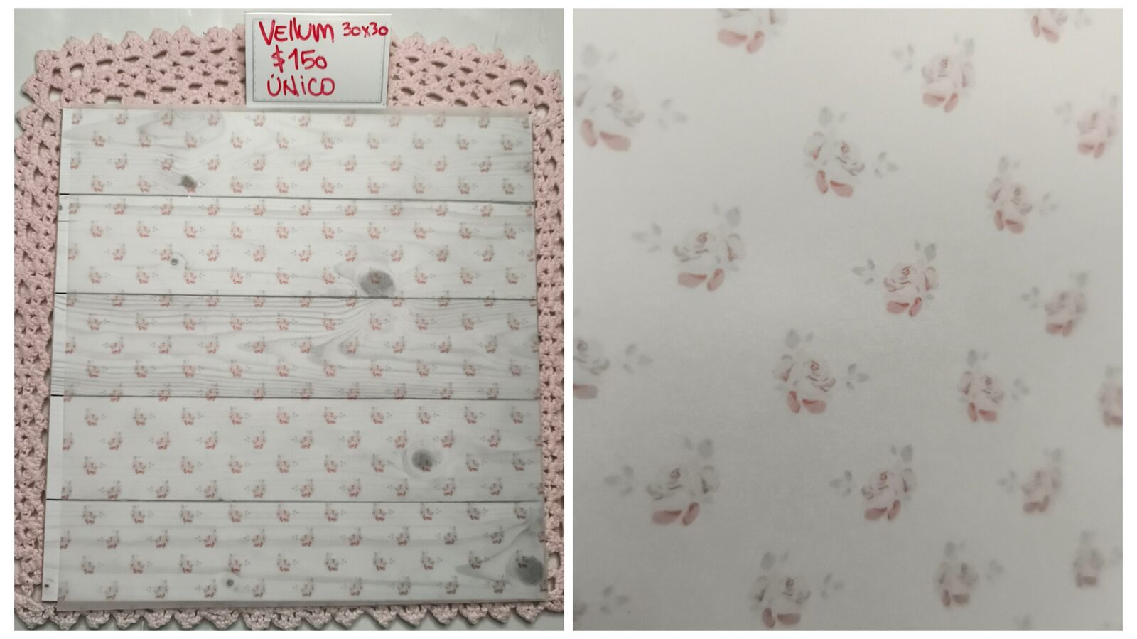 Vellum 30x30 flores rosas rosadas pequeñitas