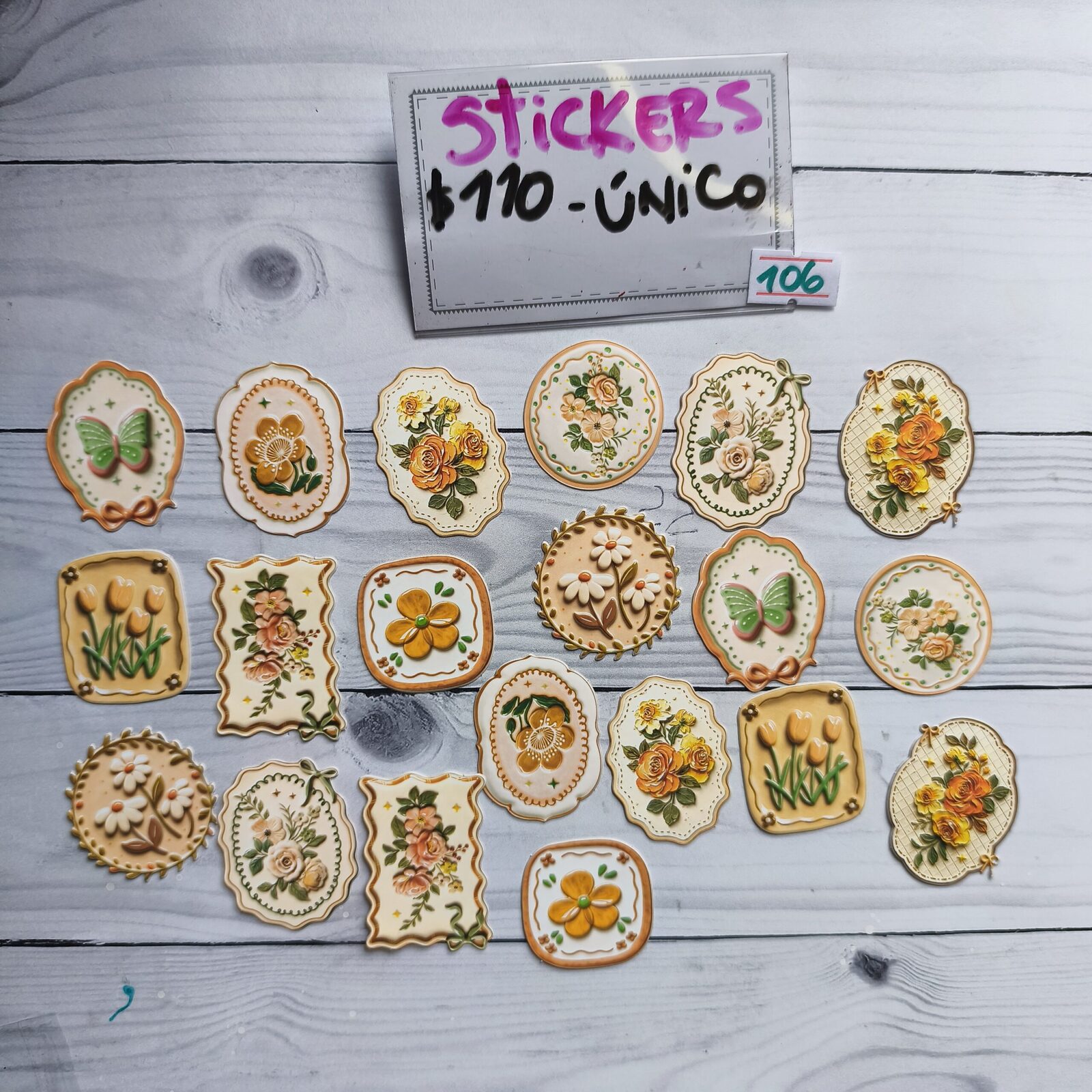 Stickers rigidos amarillos Flower bloom