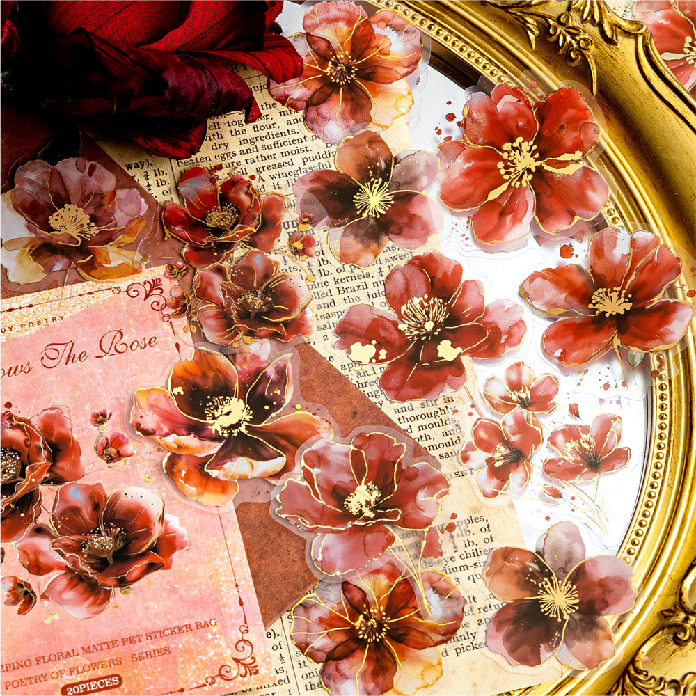 Stickers pet flores con foil Wind 06
