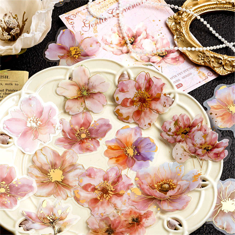 Stickers pet flores con foil Gentle 05