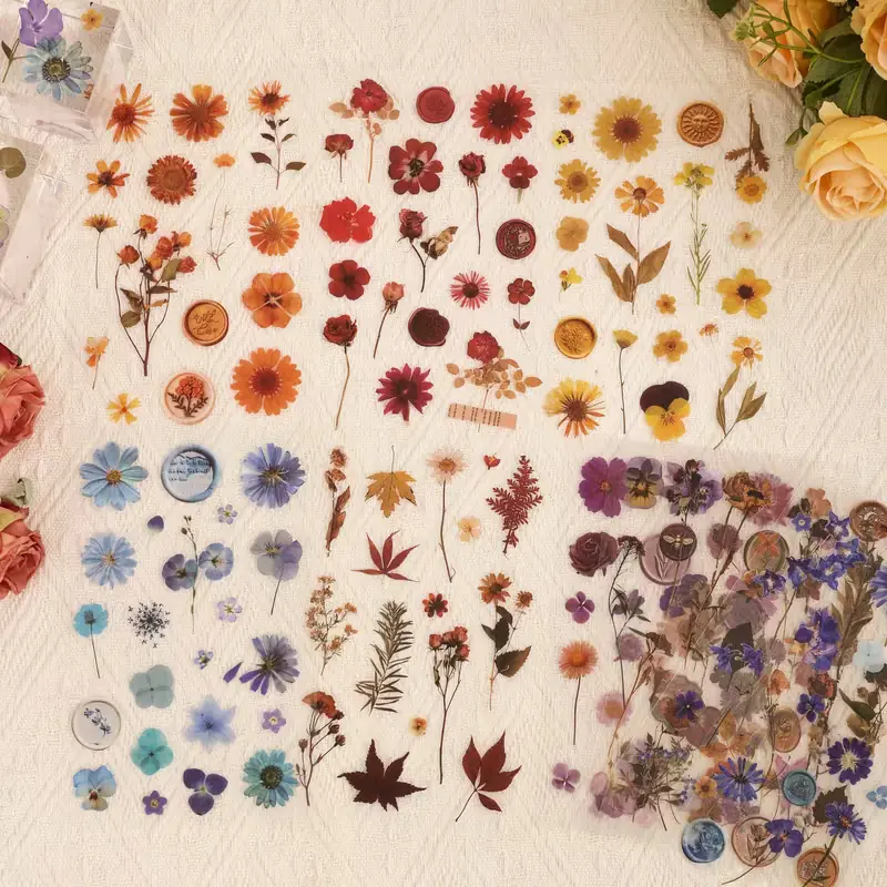Mega kit de planchas de stickers pet Florales y mas