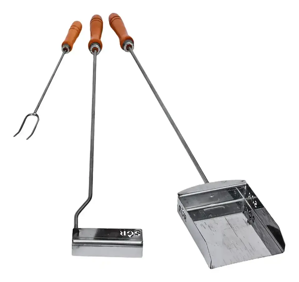 Kit Parrillero - Pala, Atizador Y Pincho/tenedor Acero Inox