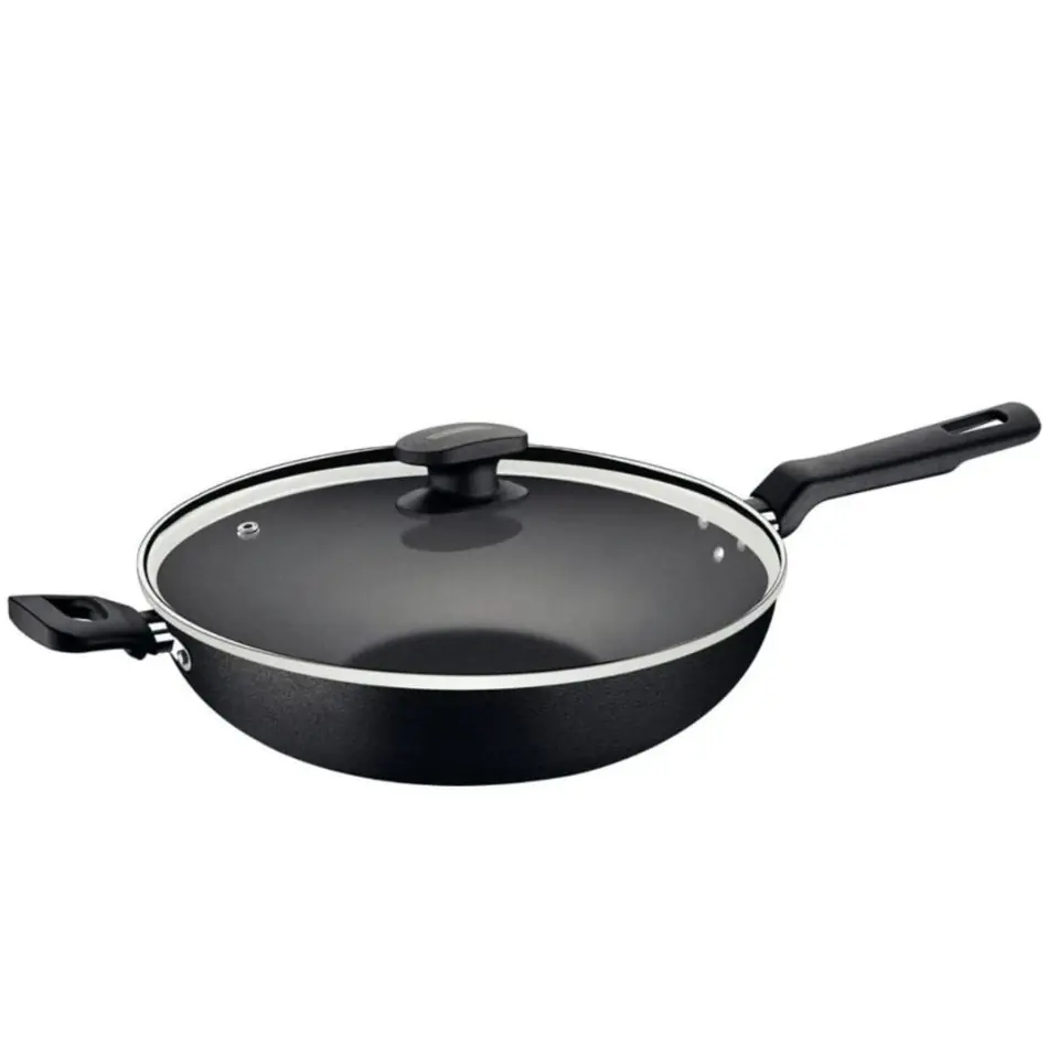 Sartén Wok 28cm Antiadherente Tramontina - Con Asa, Mango Y Tapa