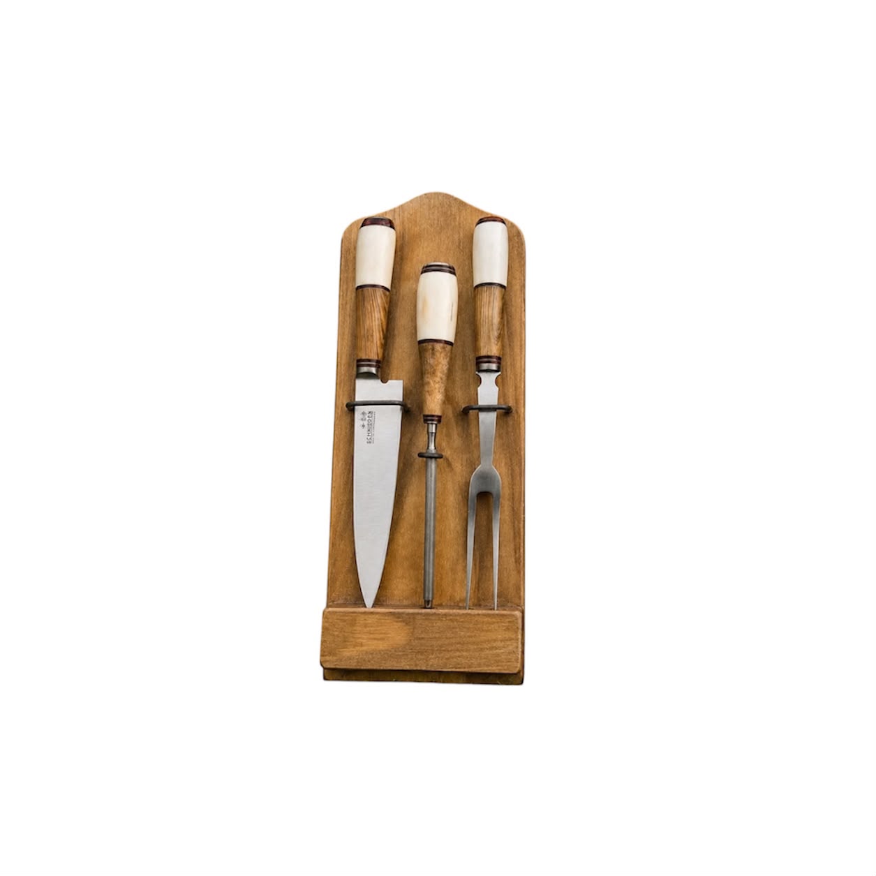 Set Cubiertos Asador - Cuchillo, Tenedor Y Chaira Acero Inox