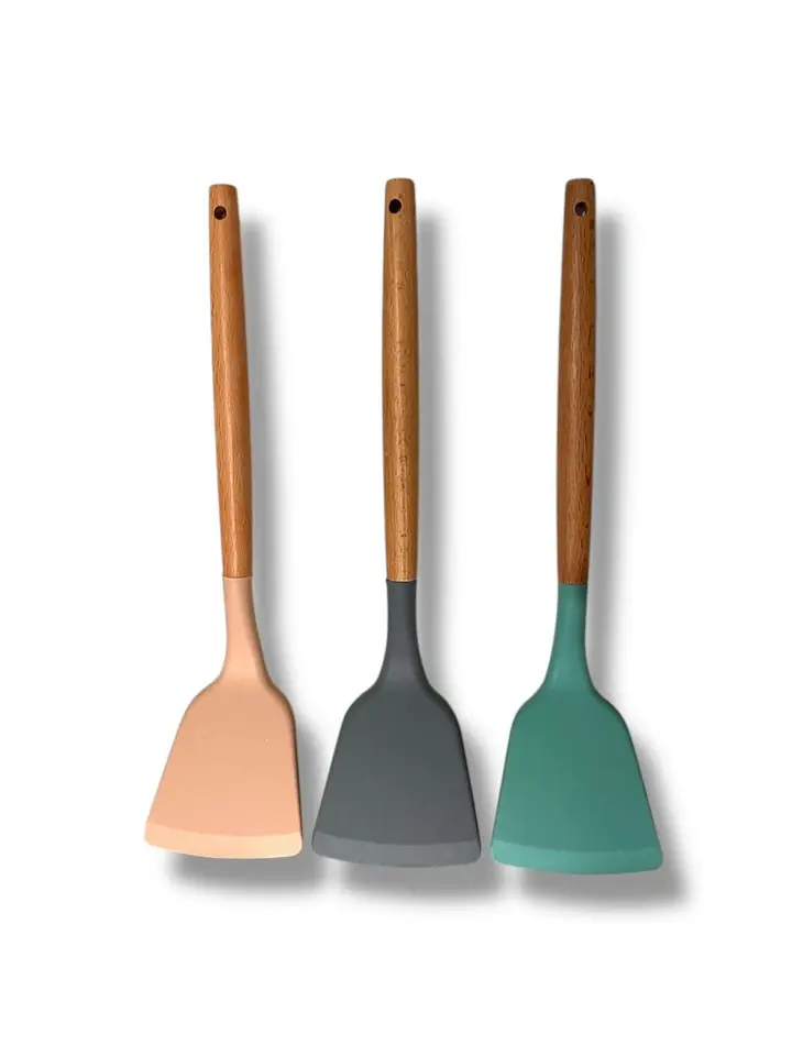 Espátula De Silicona Con Mango De Madera 32cm - Varios Colores