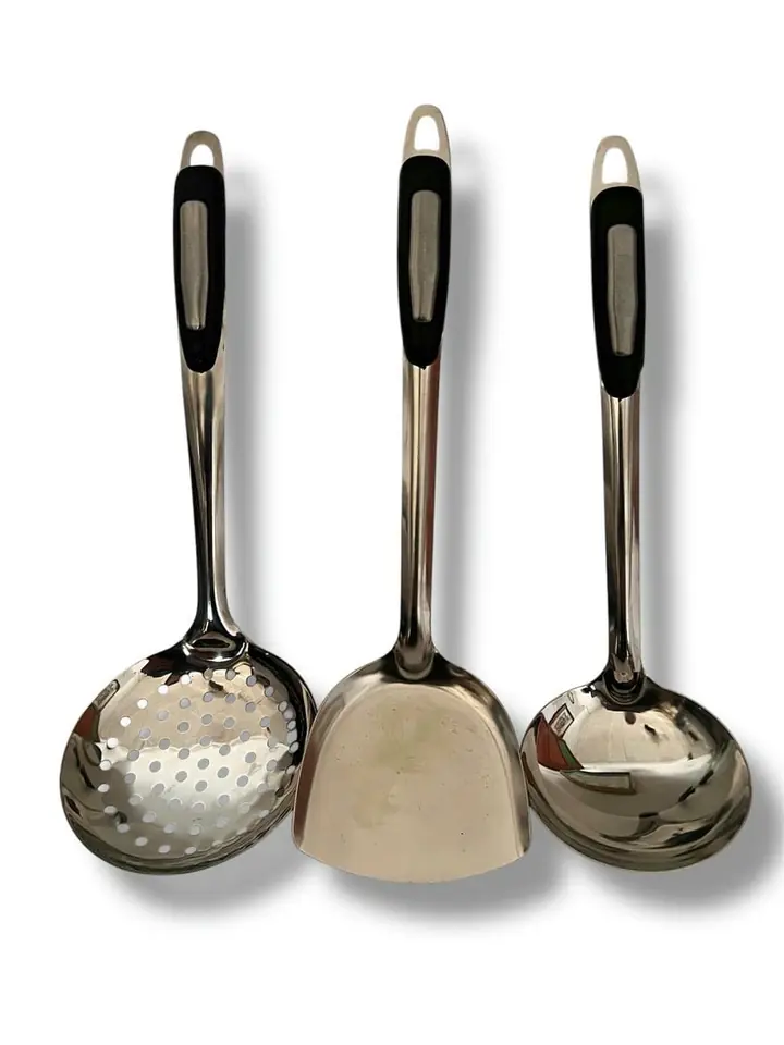 Set De Menage 3 Piezas De Acero Inox Con Mango De Plástico