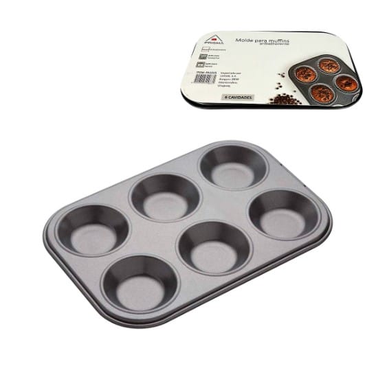 Molde Antiadherente Para 6 Muffins