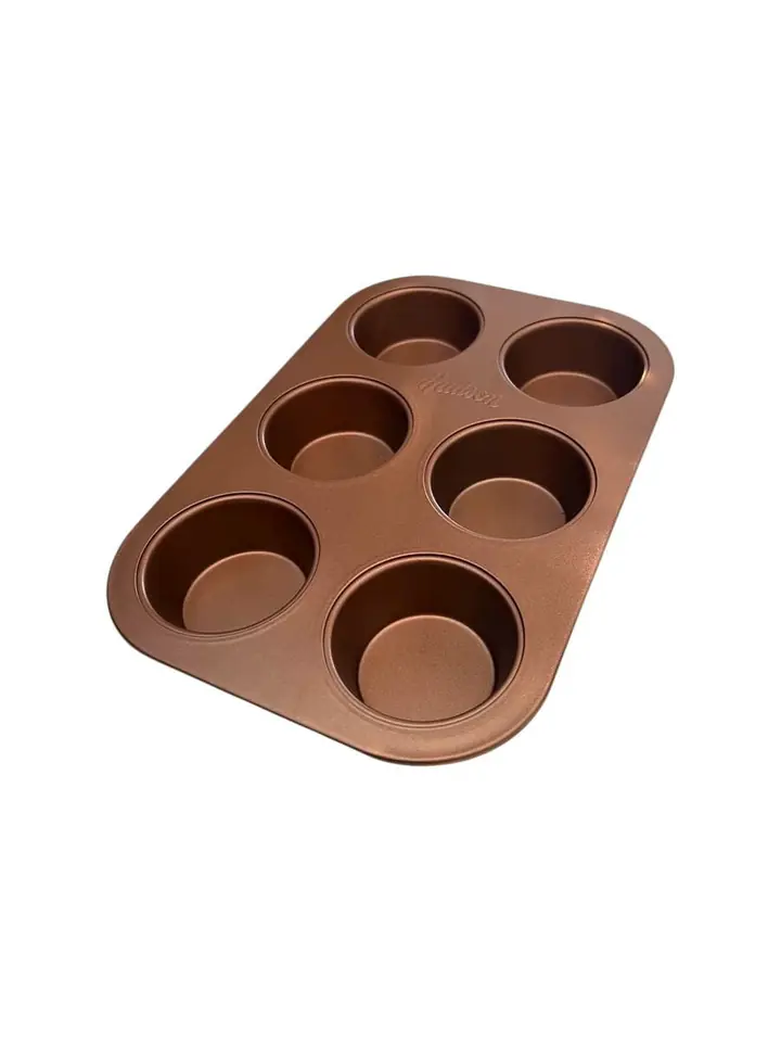 Molde X 6 Muffins Hudson Doble Capa Antiadherente Color Cobre