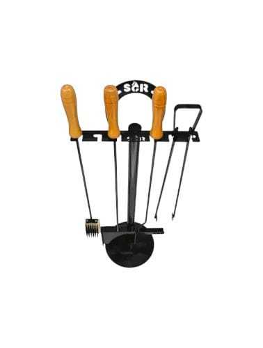 Kit Parrillero Con Soporte Y 4 Piezas