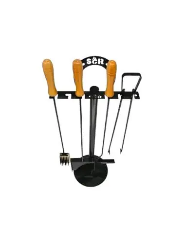 Kit Parrillero Con Soporte Y 4 Piezas