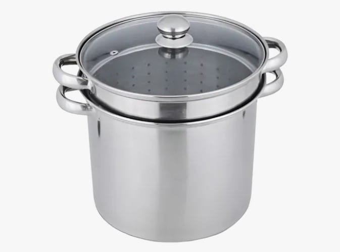 Olla De Acero 24cm Con Colador Y Tapa - 3 Piezas