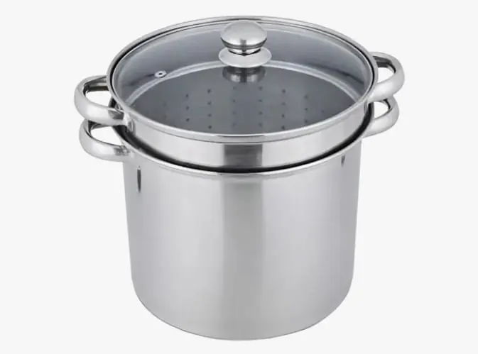 Olla De Acero 24cm Con Colador Y Tapa - 3 Piezas
