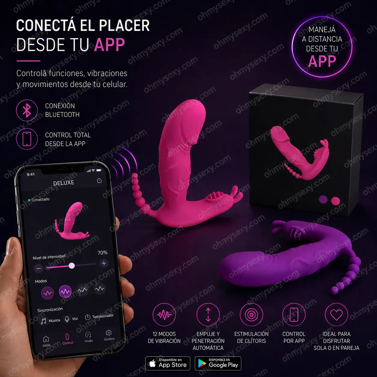 A Vibrar Mi Amor — Vibrador 3 en 1 con App para Clítoris, Punto G y Anal | 11 × 12 cm | ✦ PRIVÉ