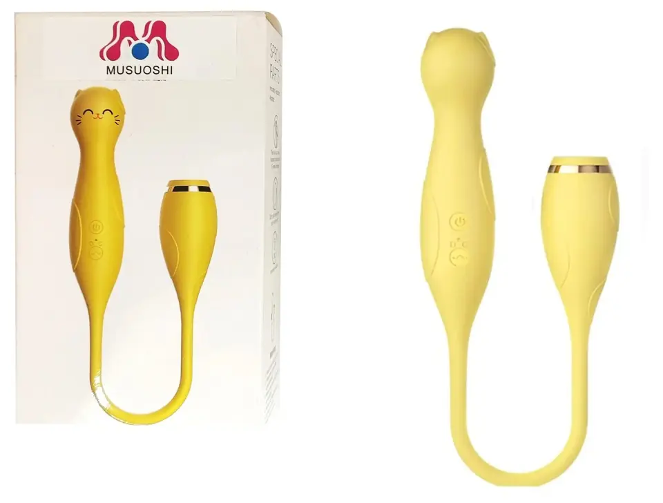 Lindo Gatito — Succionador con Dildo Vibrador 2 en 1 | 10 Frecuencias | 20,7 × 3 cm