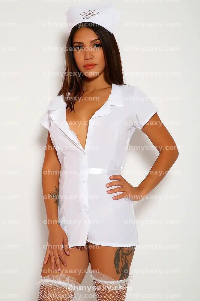 Enfermera Sexy — Disfraz 3 Piezas con Medias de Red | Talle M/L