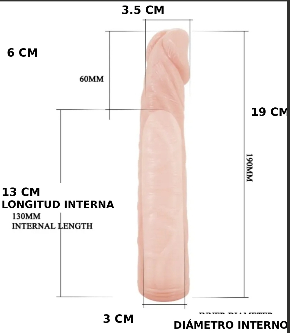 Extensión de Pene Realista — Funda Extensora sin Arnés | 19 cm