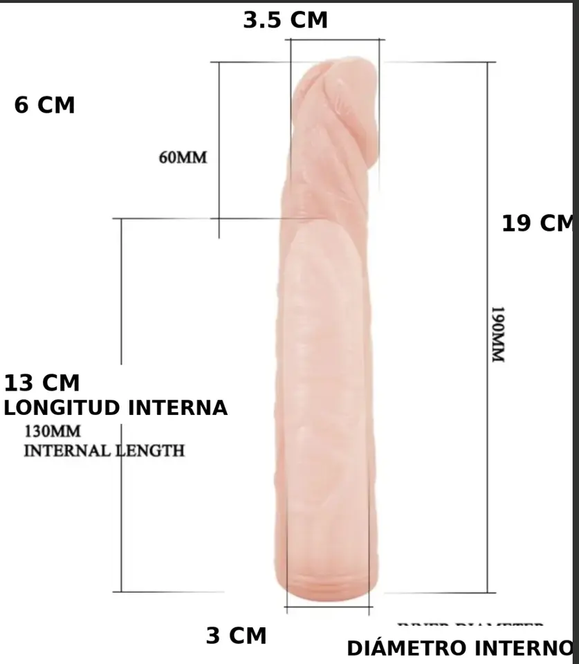 Extensión de Pene Realista — Funda Extensora sin Arnés | 19 cm
