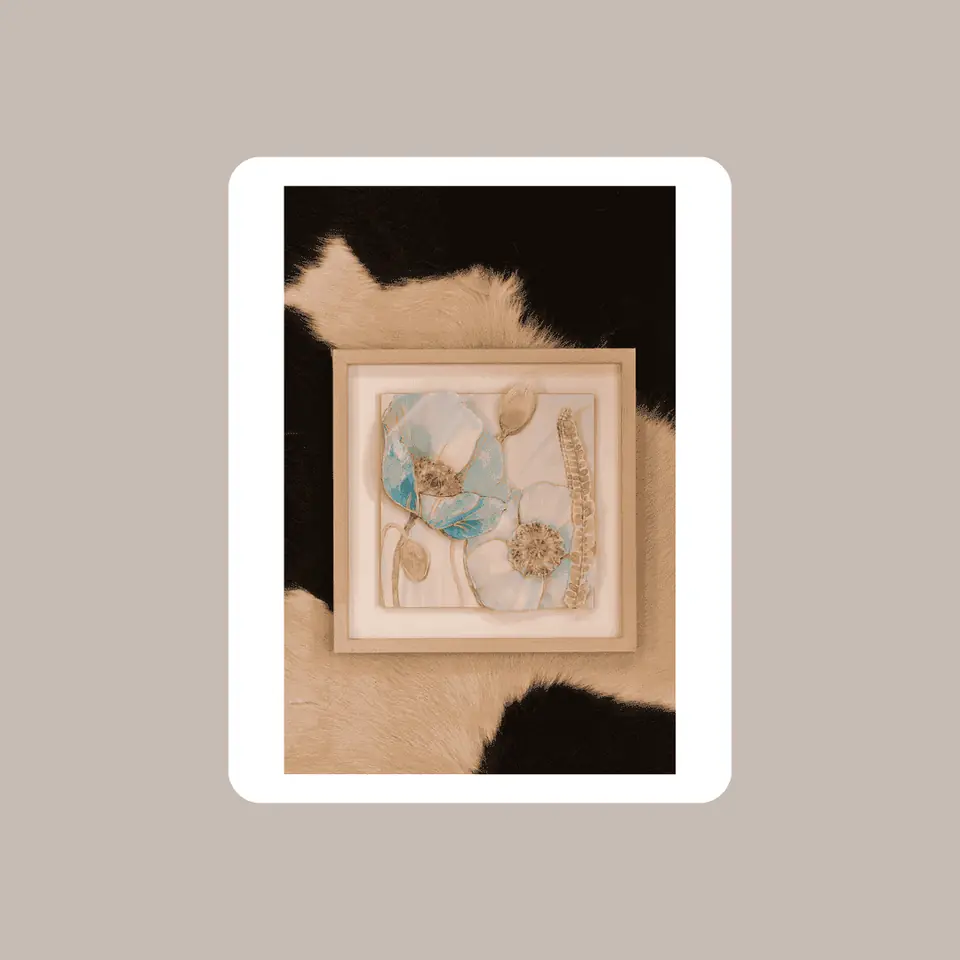Cuadro Flor Arte Frances Turquesa