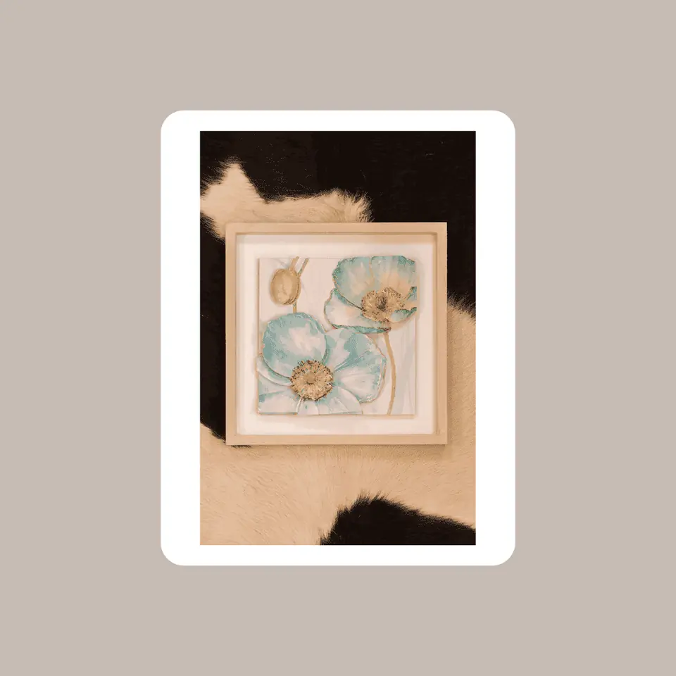 Cuadro Flor Arte Frances Turquesa
