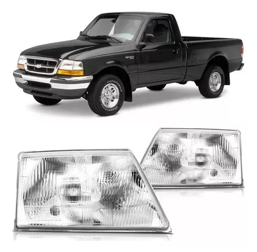 Par De Faros Ford Ranger 1998/2004 Cromado Acrílico (Depo)