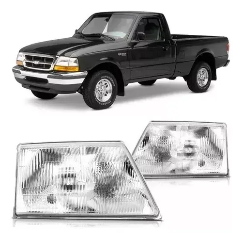 Par De Faros Ford Ranger 1998/2004 Cromado Acrílico (Depo)