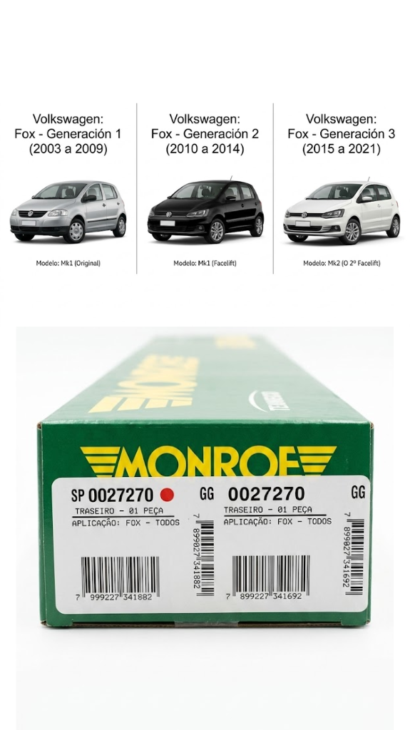Amortiguador Trasero Volkswagen Fox Monroe 0027270