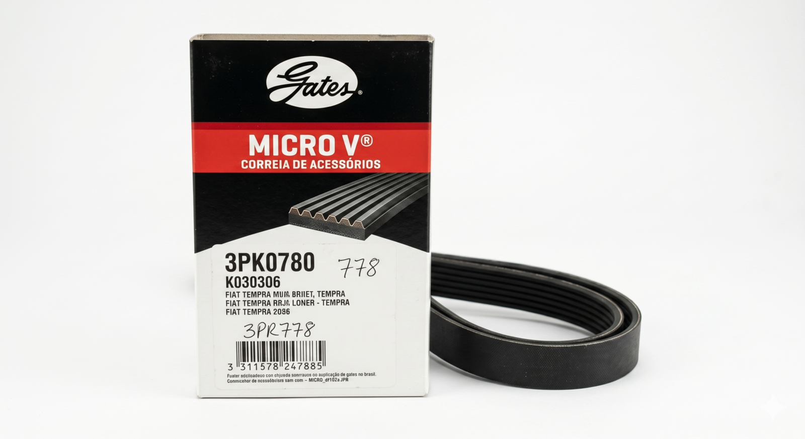 Correa de Accesorios Gates Micro-V 3PK0780 / K030306
