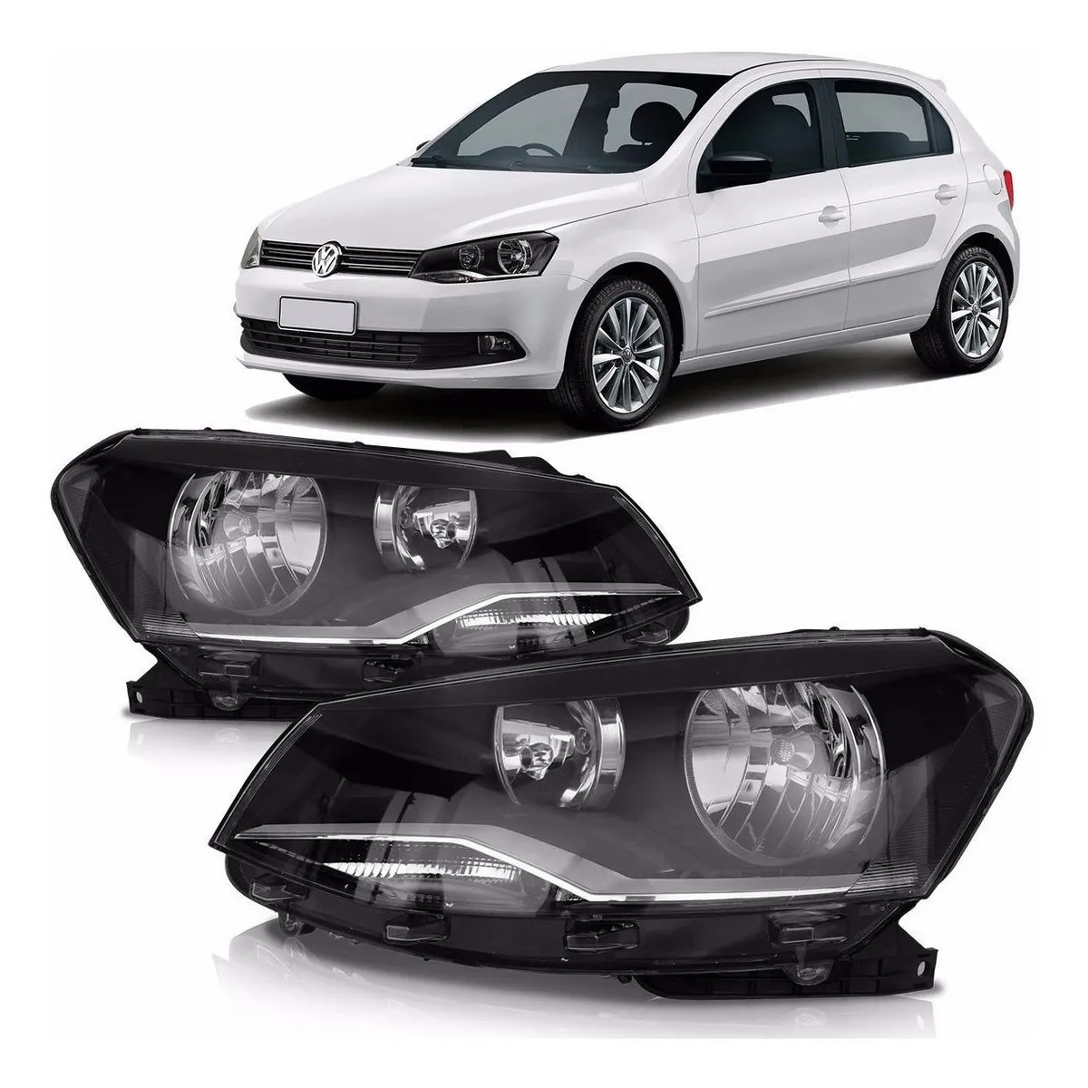 Par de farol Saveiro G6 13 2014 15 16 Máscara negra Doble foco