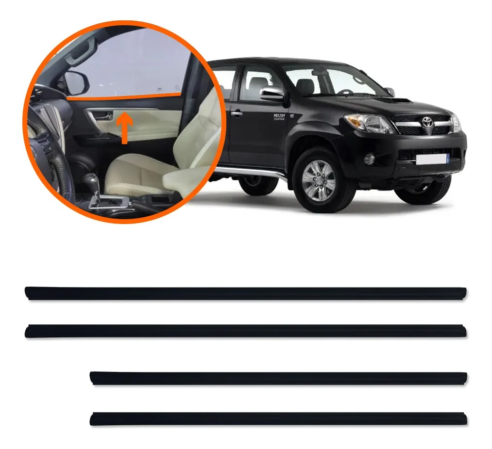 Juego de 4 Canaletas Internas Delanteras/Traseras Hilux 2005 a 2015 - Cinta